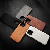 Retro Business PU Leather Magnetic Case For iPhone