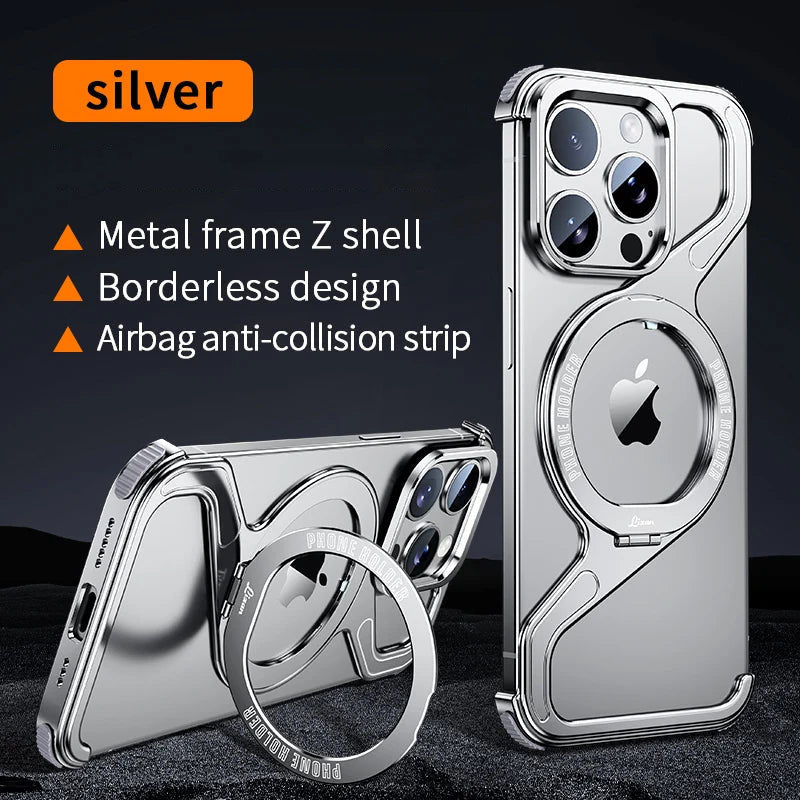 Magnetic Z Shape Geometry Stand Holder Case For iPhone