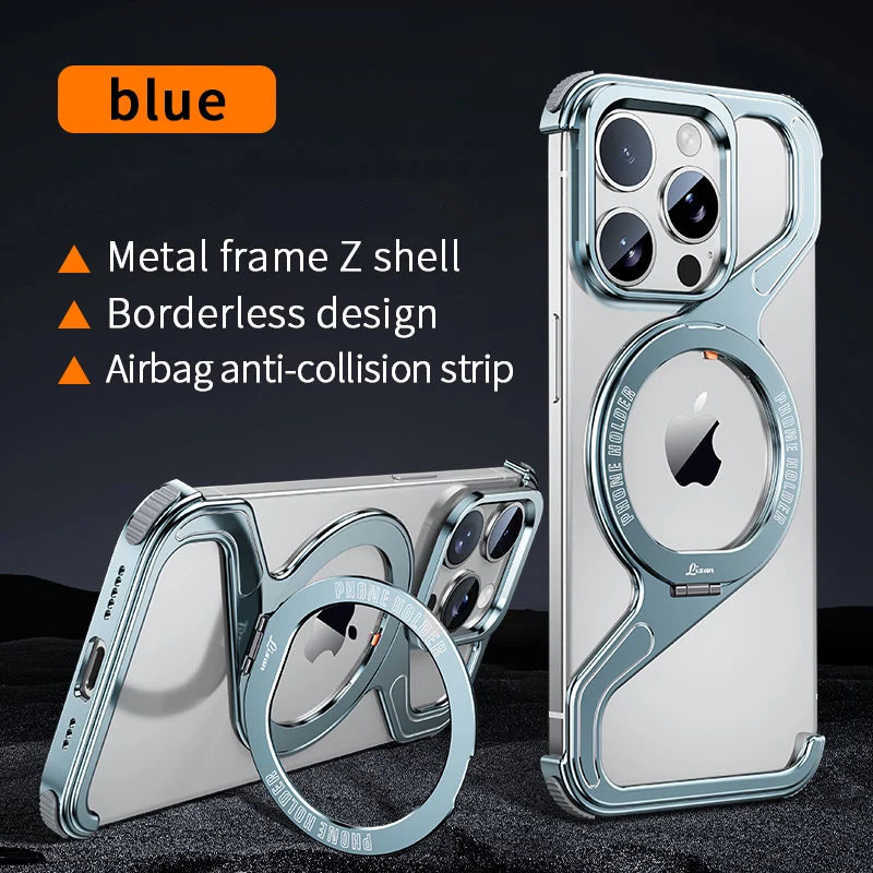 Magnetic Z Shape Geometry Stand Holder Case For iPhone
