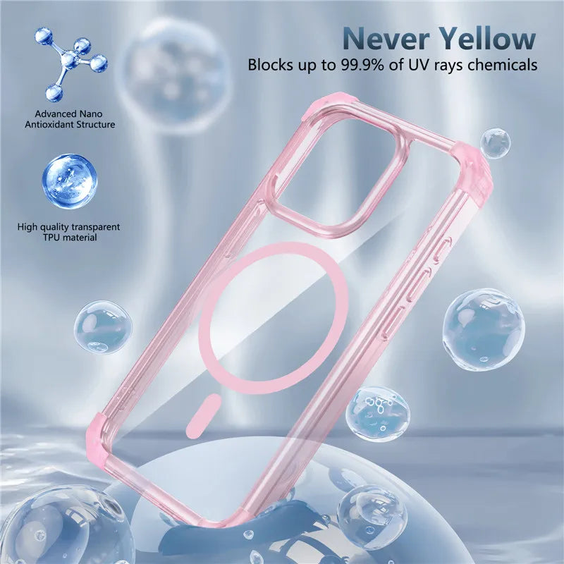 Magnetic Shockproof Transparent Clear Case for iPhone