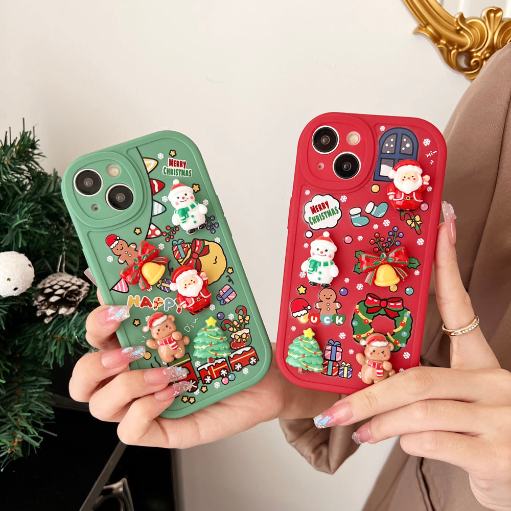 Elk Snowman Soft Silicone Christmas Case For iPhone