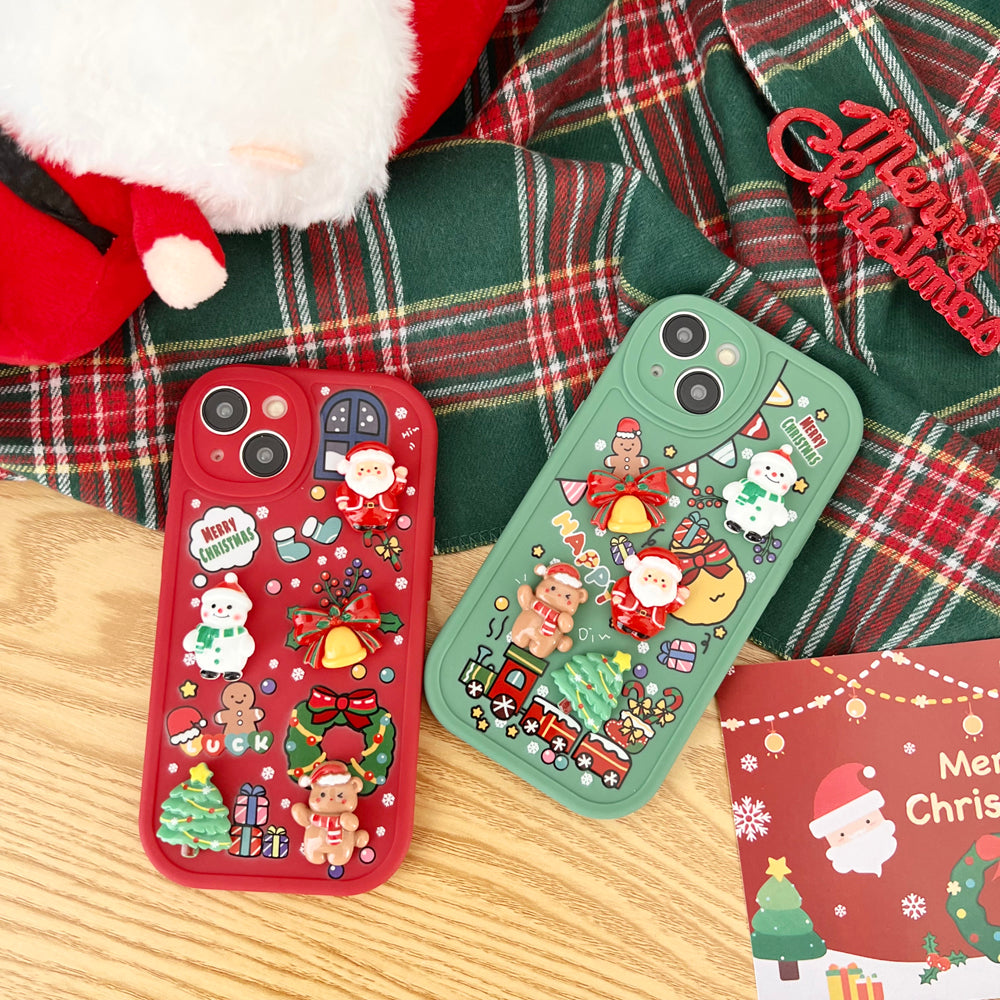 Elk Snowman Soft Silicone Christmas Case For iPhone