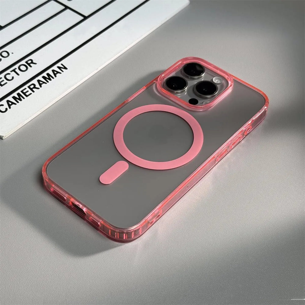 Matte Transparent Color Armor Magnetic Case For iPhone