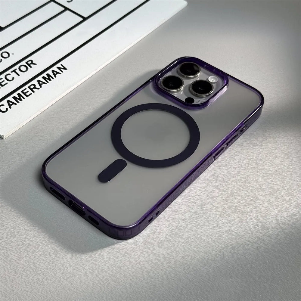 Matte Transparent Color Armor Magnetic Case For iPhone