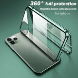 Metal Frame Double Sided Glass Magnetic Case For iPhone