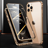 Metal Frame Double Sided Glass Magnetic Case For iPhone