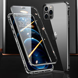 Metal Frame Double Sided Glass Magnetic Case For iPhone