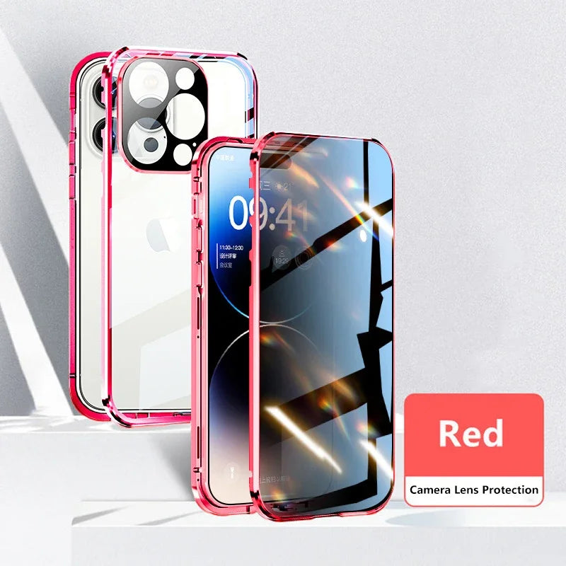 Metal Glass Magnetic 360°Full Protection Case For iPhone