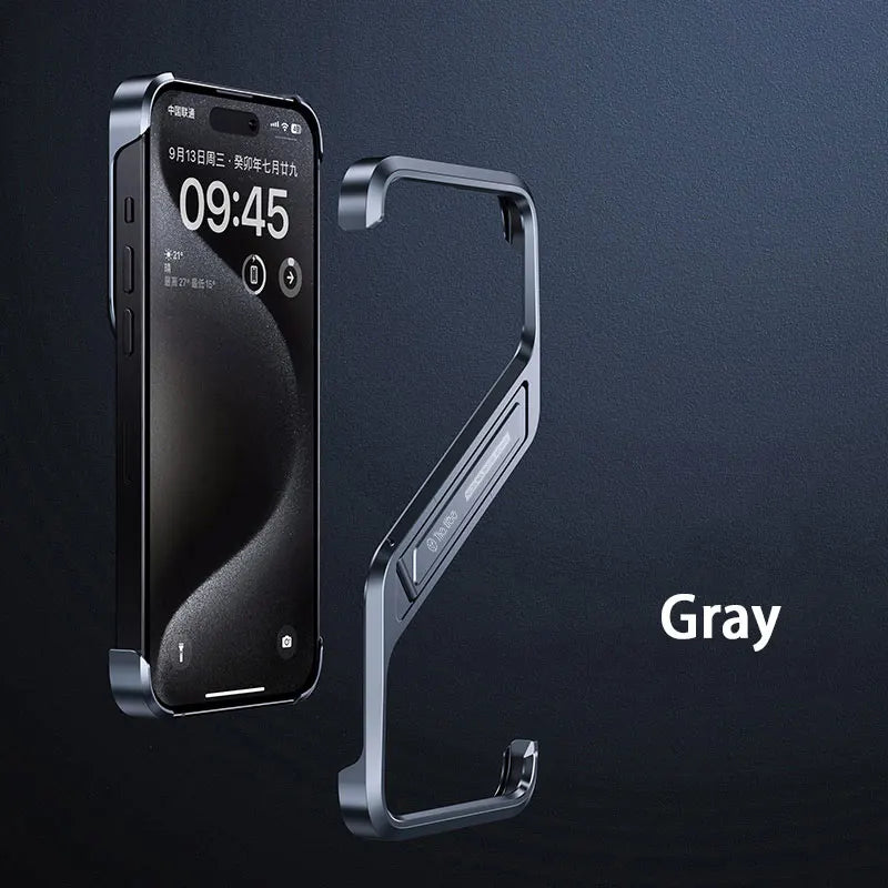 Metal Invisible Aluminum Rimless Holder Case For iPhone