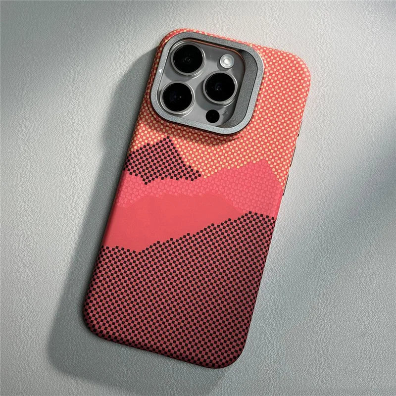 Metal Lens Kickstand Starry Sky Relief Magnetic Case For iPhone