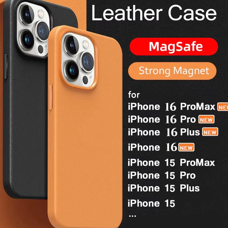 New 2024 Luxury Official Magnetic Leather Case for iPhone