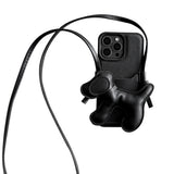 Black Puppy Crossbody Card Holder Case For iPhone