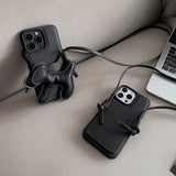 Black Puppy Crossbody Card Holder Case For iPhone