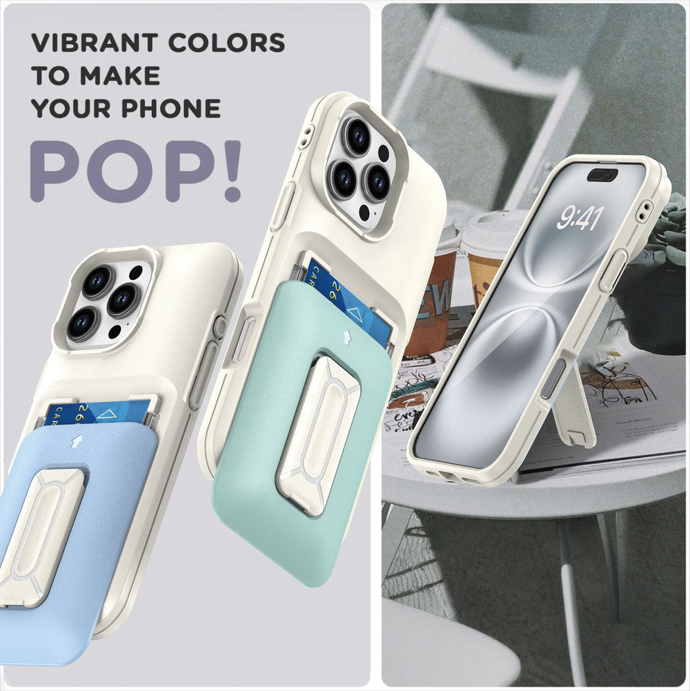 Macaron Card Holder Multi-function Stand Case For iPhone