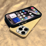 Original Fabric Alloy Lens Leather Magnetic Case For iPhone