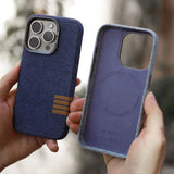 Magnetic Alloy Lens Original Flax Fabric Case For iPhone