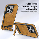 Leather Bracket Shockproof  Magnetic Case For iPhone