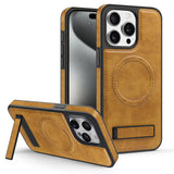 Leather Bracket Shockproof  Magnetic Case For iPhone