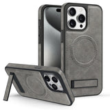 Leather Bracket Shockproof  Magnetic Case For iPhone