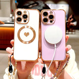 Heart Plating TPU Wrist Lanyard Bracelet Case For iPhone