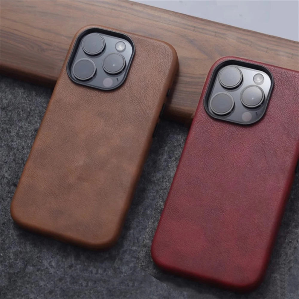 Retro Business PU Leather Magnetic Case For iPhone