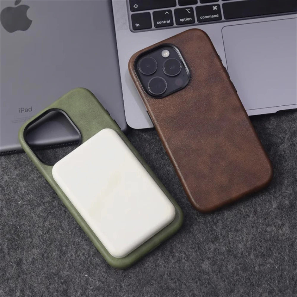 Retro Business PU Leather Magnetic Case For iPhone