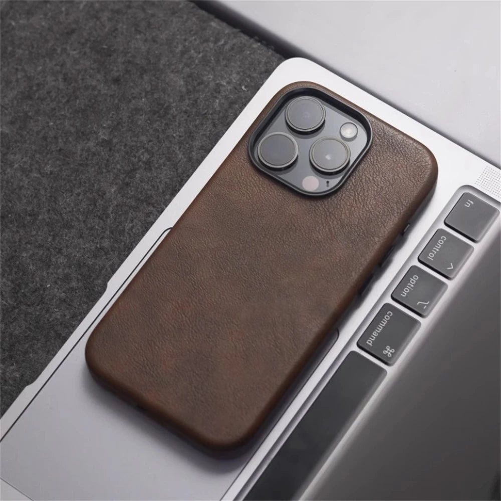 Retro Business PU Leather Magnetic Case For iPhone