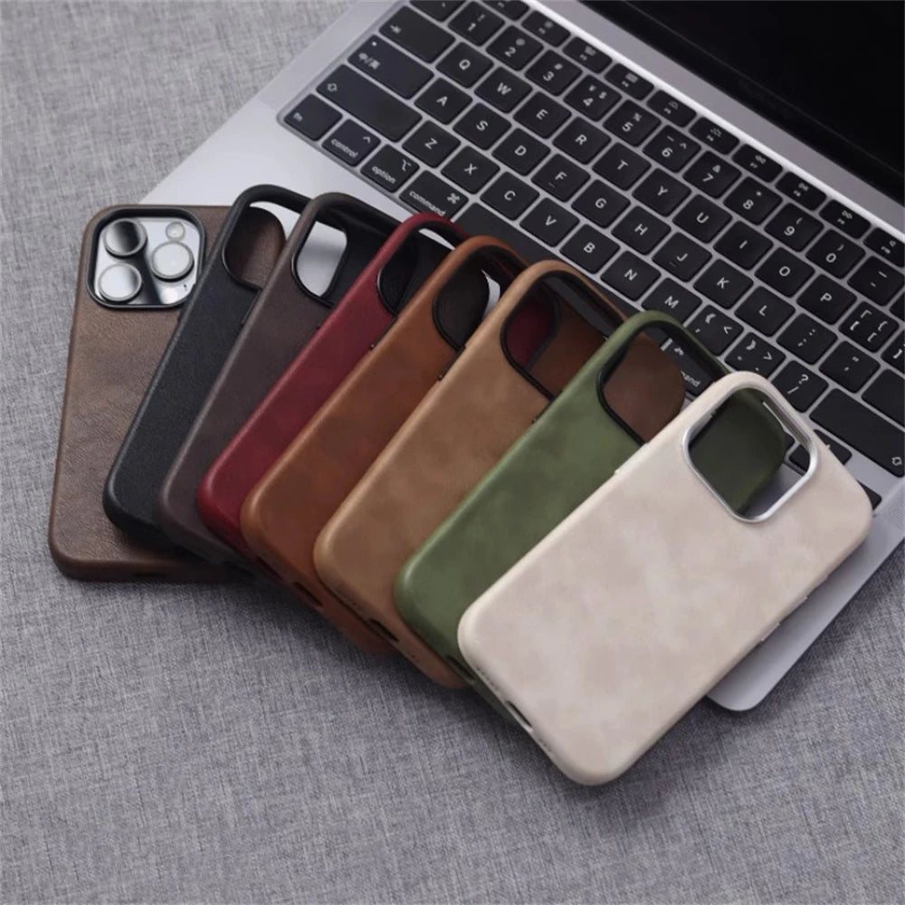 Retro Business PU Leather Magnetic Case For iPhone