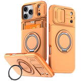 Slide Camera Hybrid Wallet Shockproof Magnetic Case For iPhone