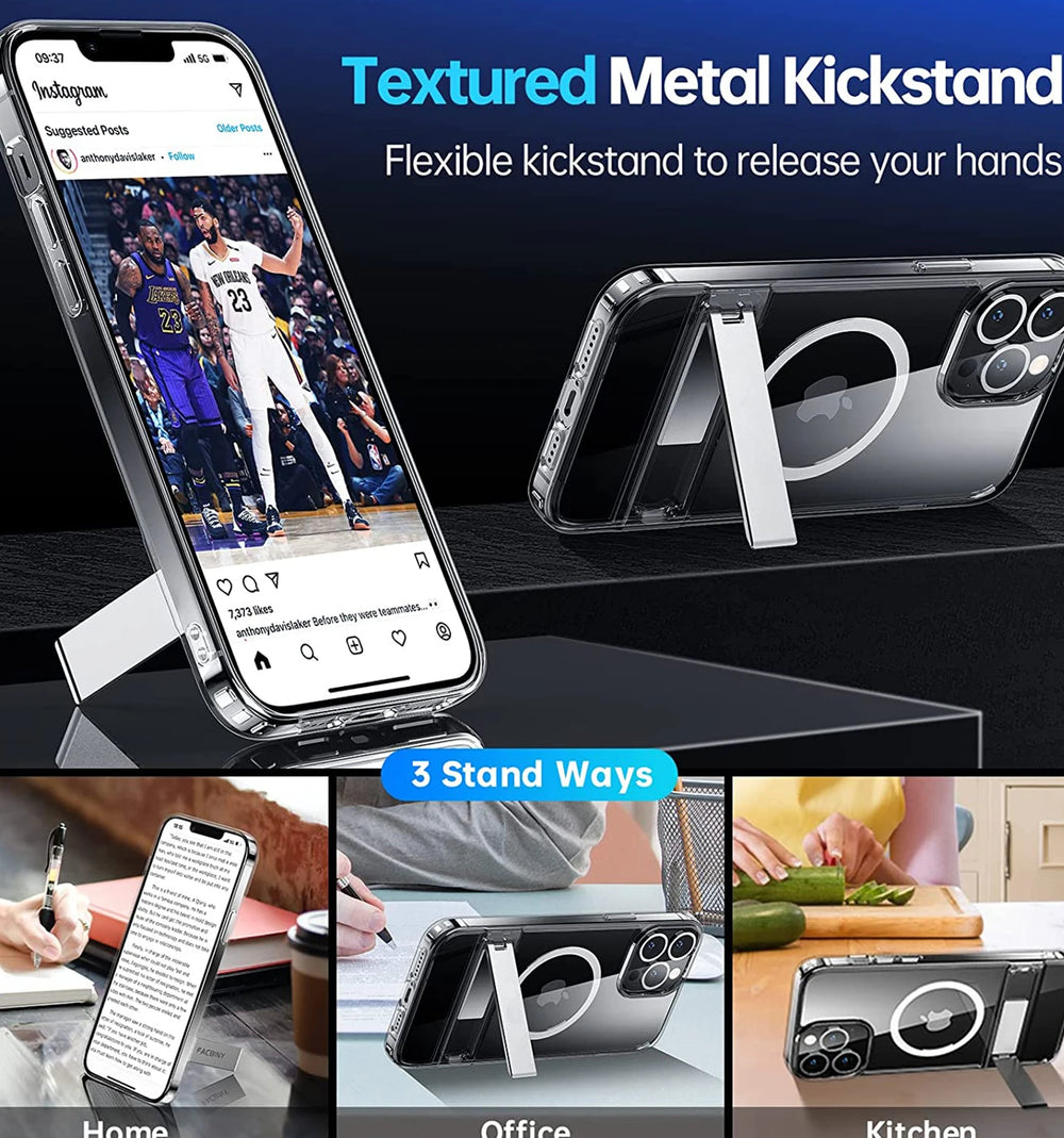 Clear Magnetic with Kickstand Case for iPhone