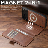 Leather Magnetic Flip Card Holder Case For iPhone