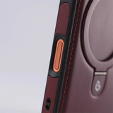 Magnetic Ring Stand PU Leather Shockproof Case For iPhone