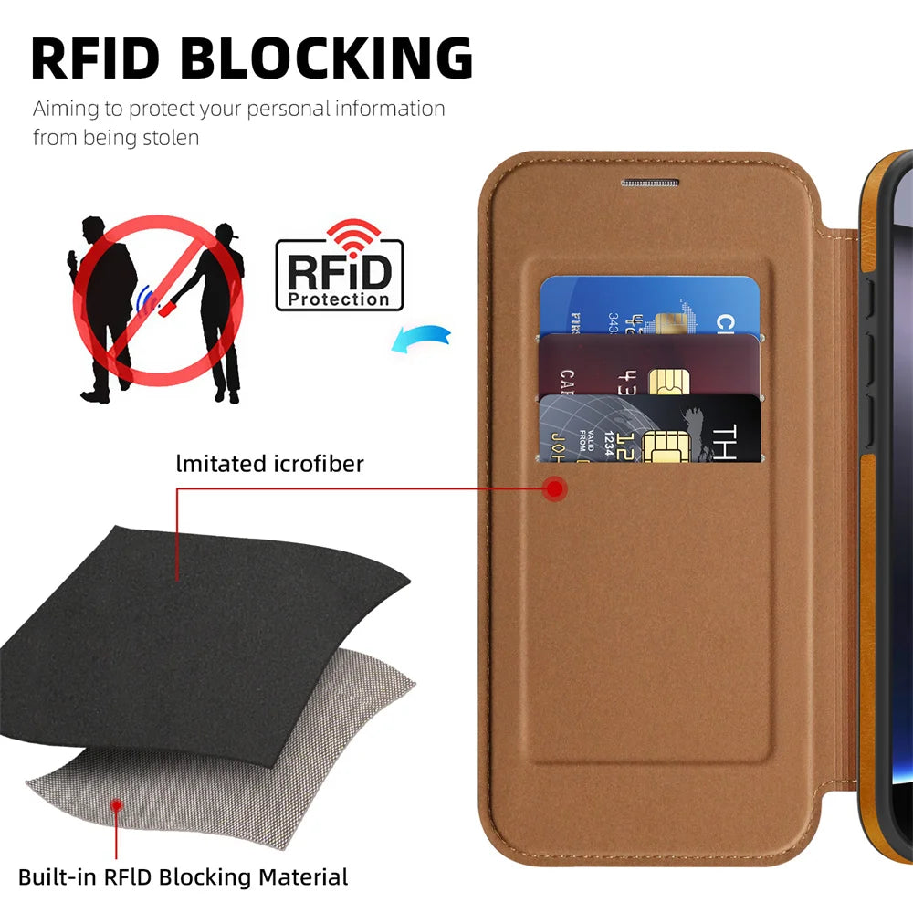 Magnetic Flip Leather Wallet Magnet Phone Case For iPhone
