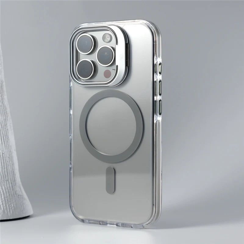 Luxury Camera Lens Holder Transparent Magnetic Case For iPhone
