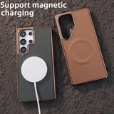 Leather Plating Soft Edge Magnetic Case for Samsung
