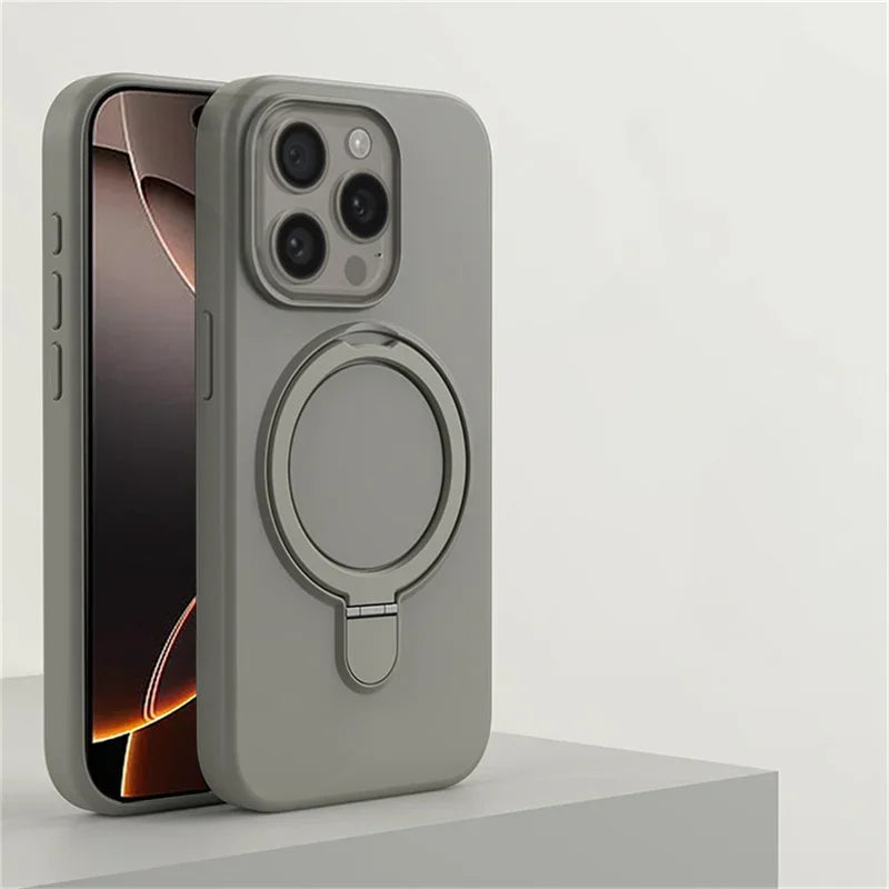 Magnetic Liquid Silicone Stand Case For iPhone