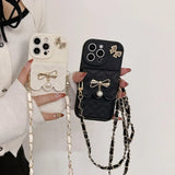 3D Bowknot Crossbody Card Holder Wallet Case For iPhone