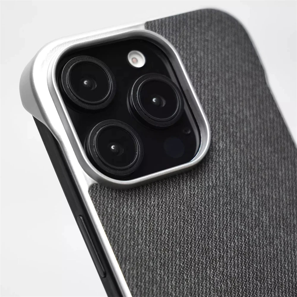 Ultra Thin Frameless Cloth Texture Magnetic Case For iPhone