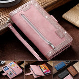 Luxury Leather Glitter Powder Wallet Case for iPhone