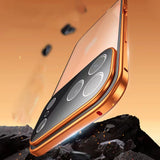 360 ° Full Protection Metal Magnetic Double-Sided Glass Snap Lock Case For iPhone
