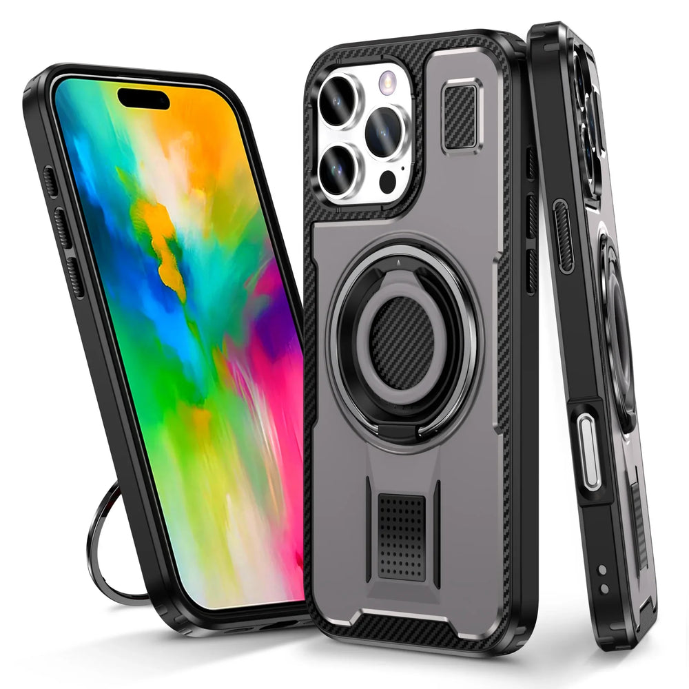 Shockproof Ring Holder Carbon Fiber Case For iPhone