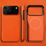 Natural Cowhide Leather Magnetic Case for iPhone
