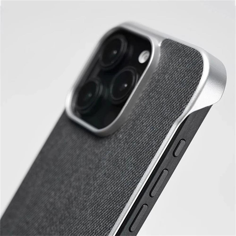 Ultra Thin Frameless Cloth Texture Magnetic Case For iPhone