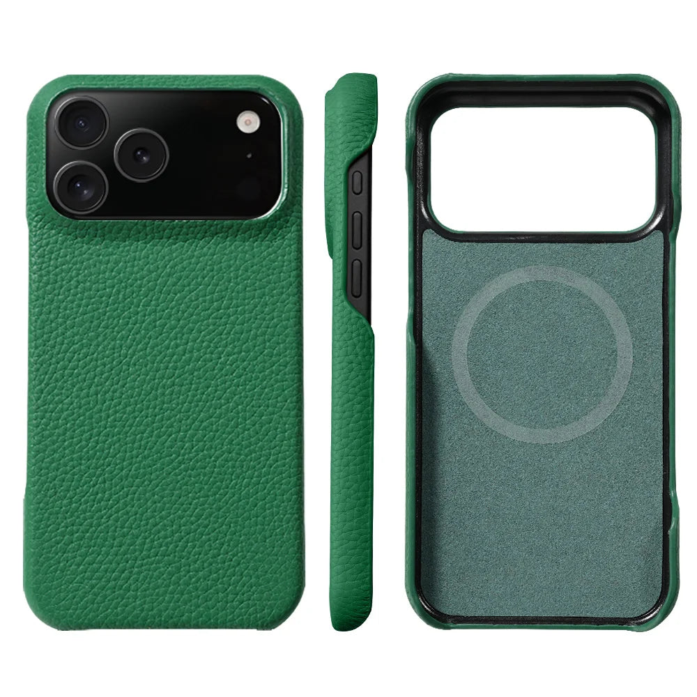 Natural Cowhide Leather Magnetic Case for iPhone