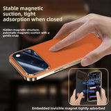 Genuine Leather Plating Smart View Window Case for iPhone