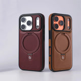 Magnetic Ring Stand PU Leather Shockproof Case For iPhone