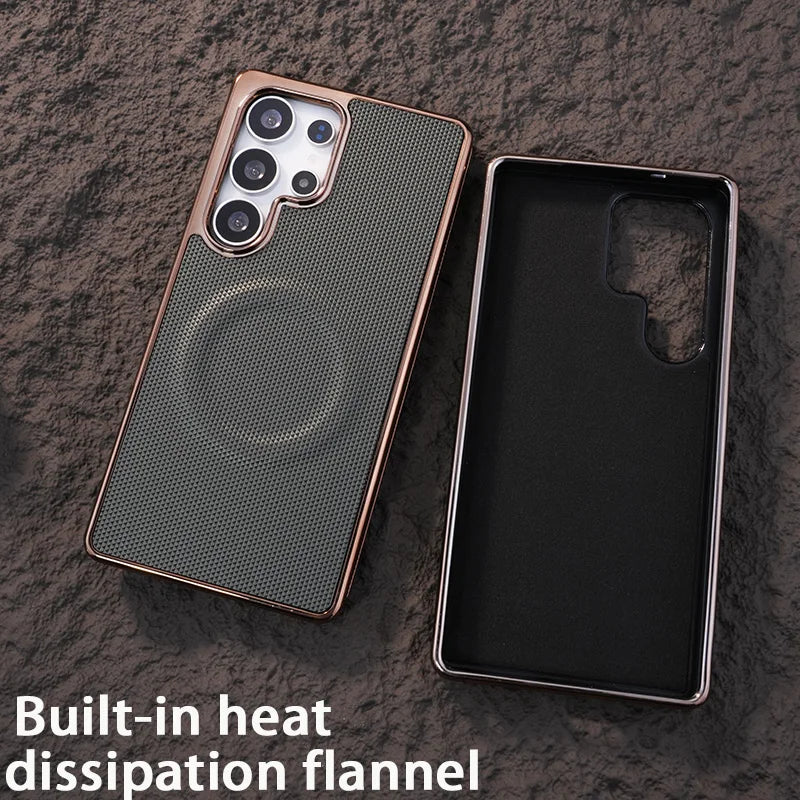 Leather Plating Soft Edge Magnetic Case for Samsung