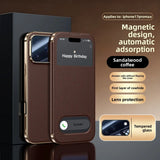Genuine Leather Plating Smart View Window Case for iPhone