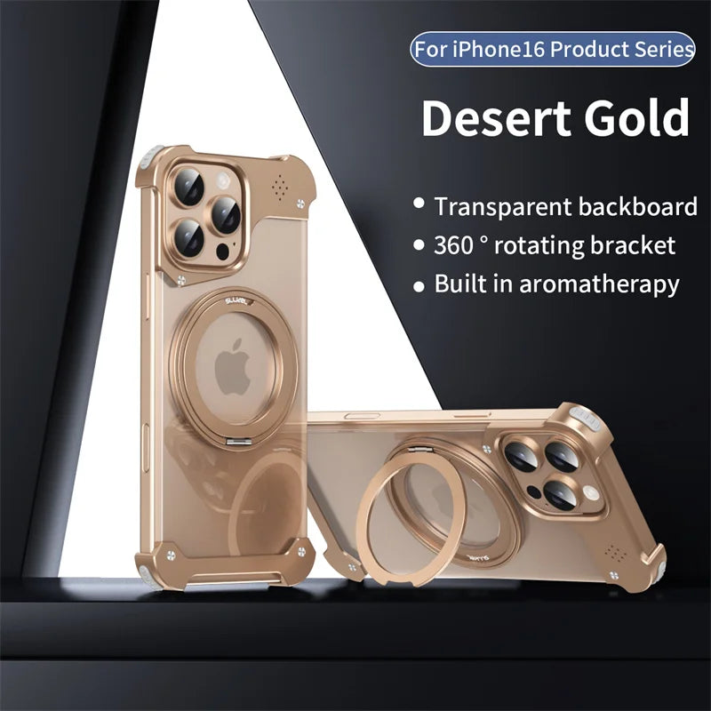 Metal 360 ° Rotating Bracket Magnetic Aromatherapy Case For iPhone