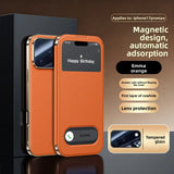 Genuine Leather Plating Smart View Window Case for iPhone